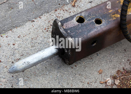 Detail verwendet, dreckig, laut und effiziente pneumatische Hammer Meißel. Stockfoto