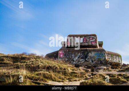 WW2 Bunker am Strand von Dünkirchen, Frankreich Stockfoto