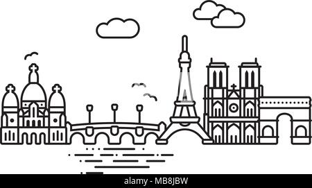 Symbol Leitung Stil die Stadt Paris Vector Illustration Stock Vektor