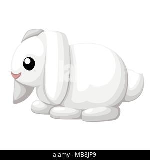 Cute Bunny. Cartoon Design. White Rabbit sitzt auf vier Pfoten. Vector Illustration auf weißem Hintergrund. Web site Seite und mobile App Desig Stock Vektor