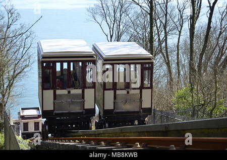 Die babbacombe Clff Eisenbahn Seilbahn zwischen Babbacombe Downs und Oddicombe Beach in Torquay, Devon Stockfoto