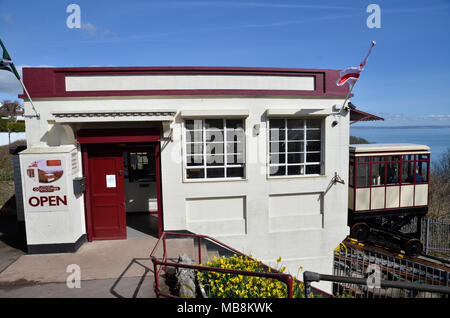 Die babbacombe Clff Eisenbahn Seilbahn zwischen Babbacombe Downs und Oddicombe Beach in Torquay, Devon Stockfoto