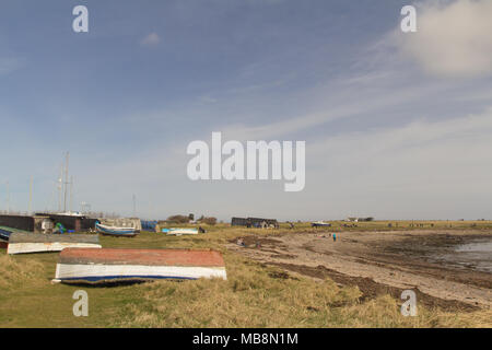 Boote & Boot Halle auf Holy Island Stockfoto