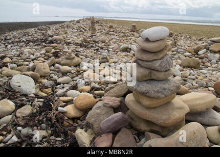 Stein stapeln auf Holy Island Stockfoto
