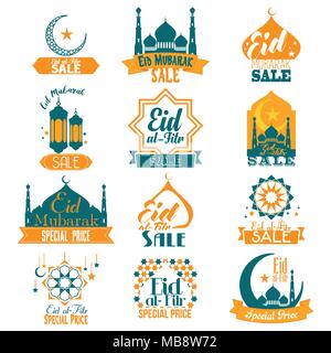 Ein Vektor Illustration von Eid Al-Fitr Eid Mubarak Verkauf Zeichen Stock Vektor
