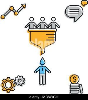 Verbrauch Idee in Zusammensetzung mit Business Icon Stock Vektor