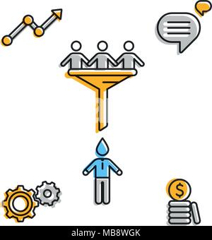 Bunte Symbole für Business Theme im Set Stock Vektor