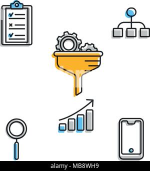 Einstellungen und Business Icons in der Zusammensetzung Stock Vektor