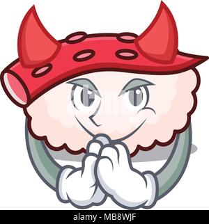 Teufel tako Sushi Maskottchen Karikatur Stock Vektor