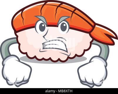 Wütend ebi Sushi Maskottchen Karikatur Stock Vektor