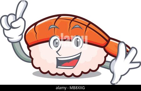 Finger ebi Sushi Maskottchen Karikatur Stock Vektor