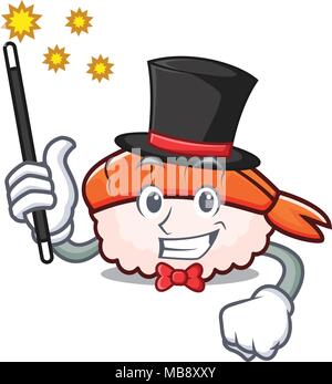 Magier ebi Sushi Maskottchen Karikatur Stock Vektor