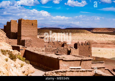 Der Ort, an dem Film Gladiator gefilmt wird, alte befestigte Dorf Benhaddou, entlang der ehemaligen Route der Karawanen zwischen der Sahara Gegend hier is viel befindet. Stockfoto