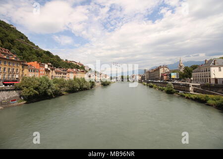 Ein Blick auf die Seilbahn in Grenoble, Frankreich Stockfoto