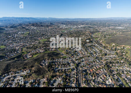 Luftaufnahme von suburban Newbury Park in tausend Eichen und Ventura County, Kalifornien. Stockfoto