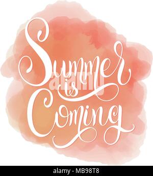 Der Sommer kommt Schriftzug. Elemente für Einladungen, Poster, Grußkarten. Seasons Greetings Stock Vektor