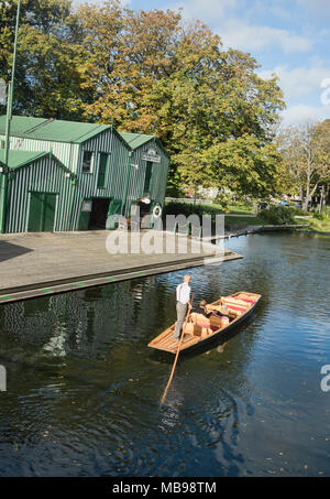 Stechkahn fahren am Fluss Avon, Christchurch, Neuseeland Stockfoto