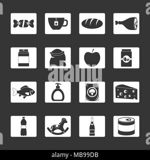 Shop navigation Lebensmittel Icons Set grau Vektor Stock Vektor