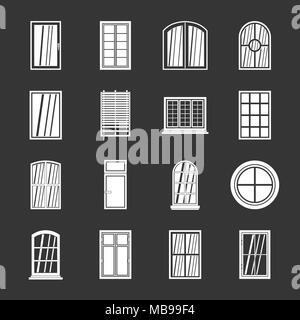 Kunststoff Fenster Formulare Icons Set grau Vektor Stock Vektor