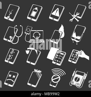 Reparatur Telefone fix Icons Set grau Vektor Stock Vektor