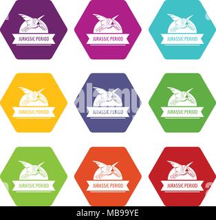 Jurassic cute Icons Set9 Vektor Stock Vektor