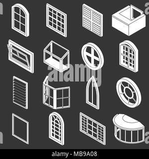 Fenster Formulare Icons Set grau Vektor Stock Vektor