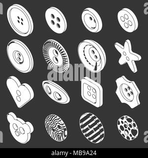 Kleidung Button Icons Set grau Vektor Stock Vektor