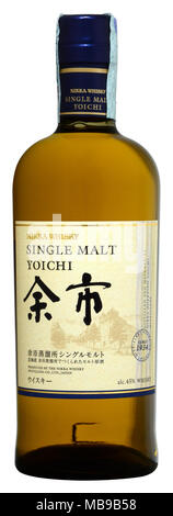 Japanischer Whisky Nikka Yoichi Single Malt 70 Cl, 45 % Vol. Stockfoto