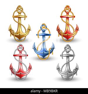 Nautische Anker auf weißem Hintergrund. Vector Illustration. Stock Vektor
