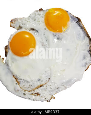 Spiegeleier isoliert weißer Hintergrund, Ansicht von oben. Stockfoto