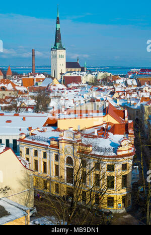 Erhöhte Ansicht, Altstadt im Vordergrund, Tallinn, Estland Stockfoto