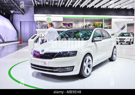 Russland, Moskau, Expocentre, 29. August - 9. September 2012: Skoda Mission L Konzept 4 Moskau Internationale Automobil Salon (MIAS 2012) Stockfoto