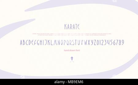 Hand gezeichnet Alphabet Buchstaben und Zahlen. vector font Type Design. handgefertigte Schriftzug Symbole, hohe Schriftsatz. dünne Linie Schrift schreiben Stock Vektor