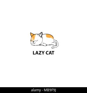 Faule Katze, fettes Kätzchen schlafen, Logo Design, Icon Vector Illustration Stock Vektor