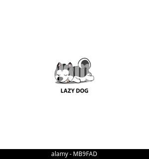 Lazy Dog, niedliche Siberian Husky Welpen schlafen, Symbol, Logo Design, Vektor, Abbildung Stock Vektor