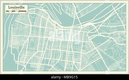 Louisville Kentucky USA Stadtplan im Retro-stil. Übersichtskarte. Vector Illustration. Stock Vektor