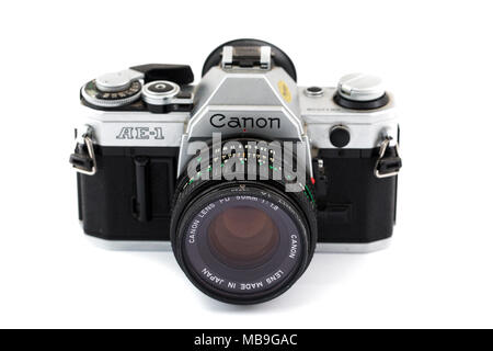 Vintage Film Kamera Weiß isoliert Hintergrund Stockfoto