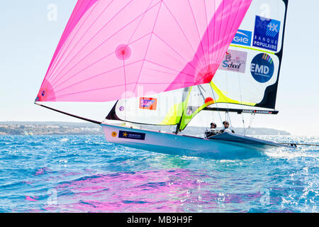 47 Trofeo S.A.R. Princesa Sofía IBEROSTAR Palma - Fédération Française de Voile. 49er, Julien d'Ortoli Noé Delpech. Stockfoto