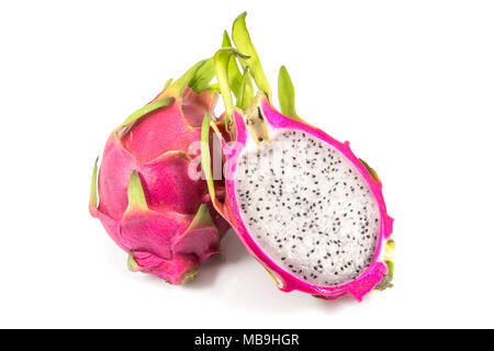 Lebendige von dragon Obst, helle Farbe von Dragon Fruit isolieren auf weißem Hintergrund mit Freistellungspfad, gesunde Frucht Konzept. Stockfoto