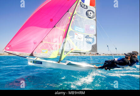 47 Trofeo S.A.R. Princesa Sofía IBEROSTAR Palma - Fédération Française de Voile. 49er, Julien d'Ortoli Noé Delpech. Stockfoto