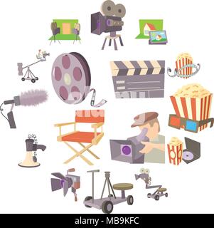 Film Kino Symbole Symbole, Cartoon Stil Stock Vektor