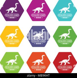 Jurassic museum Symbole, Satz 9 Vektor Stock Vektor