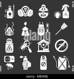 Schädlingsbekämpfung tools Icons Set grau Vektor Stock Vektor