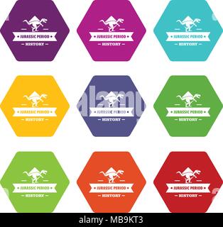 Jurassic Geschichte Symbole, Satz 9 Vektor Stock Vektor