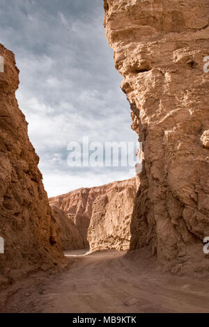 Pfad zwischen Salz Formationen im Valle de La Muerte (Death Valley) auch als Cordillera de la Sal" (Spanisch für Salz Mountain Range), Lo bekannt Stockfoto