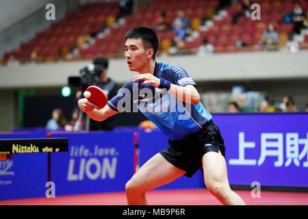 Lee Sangsu (KOR), 8. APRIL 2018 - Tischtennis: 31 LION ITTF ATTU Cup Yokohama 2018 Herren Einzel Platz 3 Match an der Yokohama kulturellen Gymnasium, Kanagawa, Japan. (Foto von LBA SPORT) Stockfoto