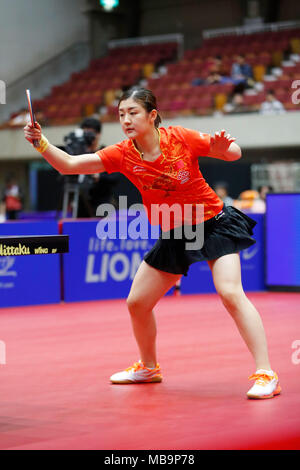 Chen Meng (CHN), 8. APRIL 2018 - Tischtennis: 31 LION ITTF ATTU Cup Yokohama 2018 Damen Einzel Finale von Yokohama kulturellen Gymnasium, Kanagawa, Japan. (Foto von LBA SPORT) Stockfoto