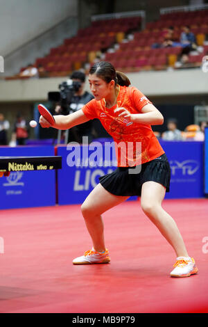 Chen Meng (CHN), 8. APRIL 2018 - Tischtennis: 31 LION ITTF ATTU Cup Yokohama 2018 Damen Einzel Finale von Yokohama kulturellen Gymnasium, Kanagawa, Japan. (Foto von LBA SPORT) Stockfoto