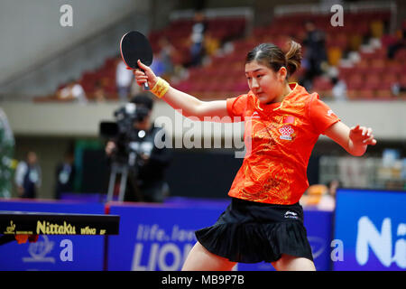 Chen Meng (CHN), 8. APRIL 2018 - Tischtennis: 31 LION ITTF ATTU Cup Yokohama 2018 Damen Einzel Finale von Yokohama kulturellen Gymnasium, Kanagawa, Japan. (Foto von LBA SPORT) Stockfoto