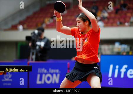 Chen Meng (CHN), 8. APRIL 2018 - Tischtennis: 31 LION ITTF ATTU Cup Yokohama 2018 Damen Einzel Finale von Yokohama kulturellen Gymnasium, Kanagawa, Japan. (Foto von LBA SPORT) Stockfoto